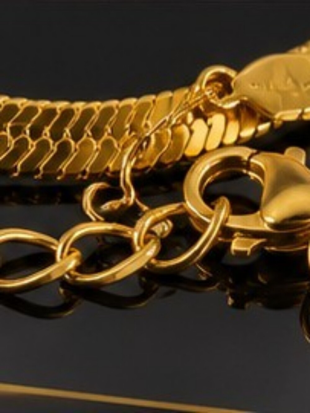Plunder 18K Gold Plated Stainless Steel Herringbone Snake Chain Necklace - Picture 6 of 12